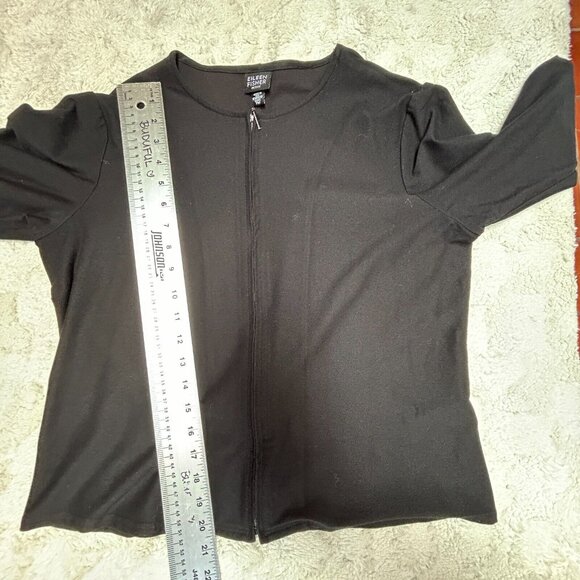 Eileen Fisher Women's Zip-Front Jacket Size PM Black Relaxed Fit Lightweight - Picture 5 of 8